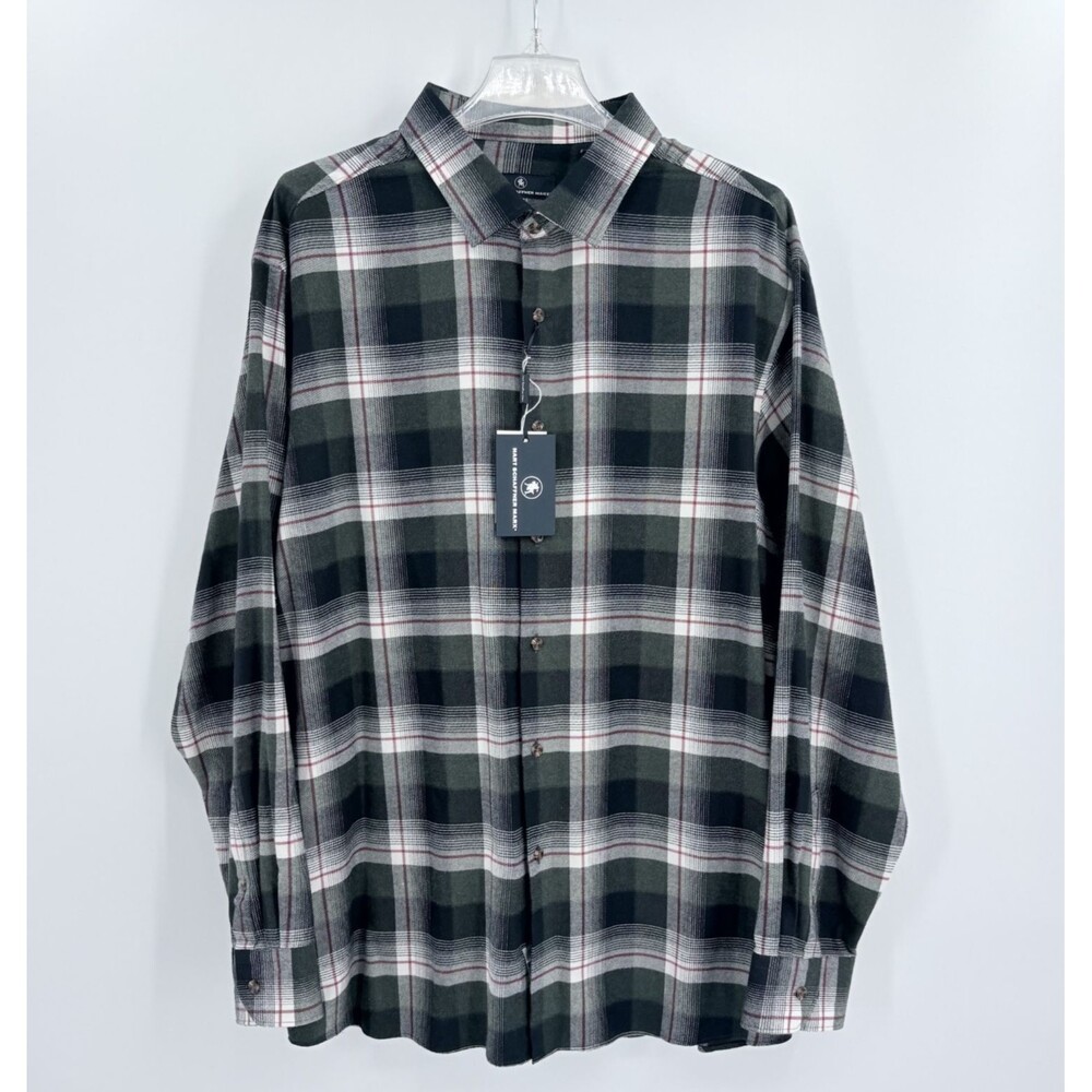 Hart Schaffner Marx Button Up Down Flannel Shirt Mens XXL Plaid Office Work Fall